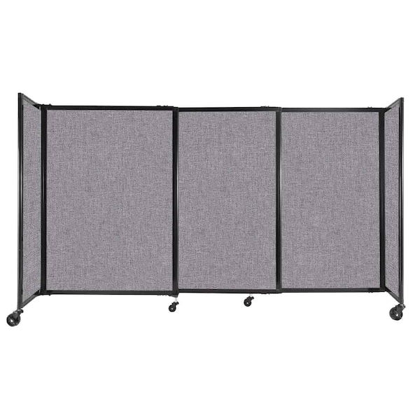 Versare StraightWall Sliding Portable Partition 7'2" x 4' Cloud Gray Fabric 1448308 - main